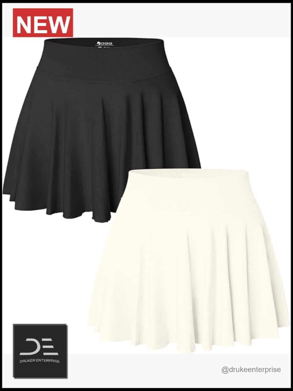 2 Pack Stretchy Nylon Mini Skirts Wrap High Waist Casual Flowy Skirts